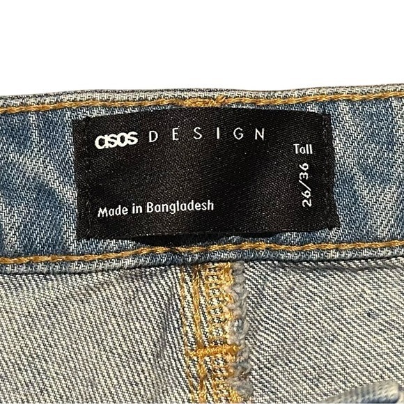 ASOS Design High Rise Straight Leg Jeans Light Wash Denim Casual - Picture 5 of 5